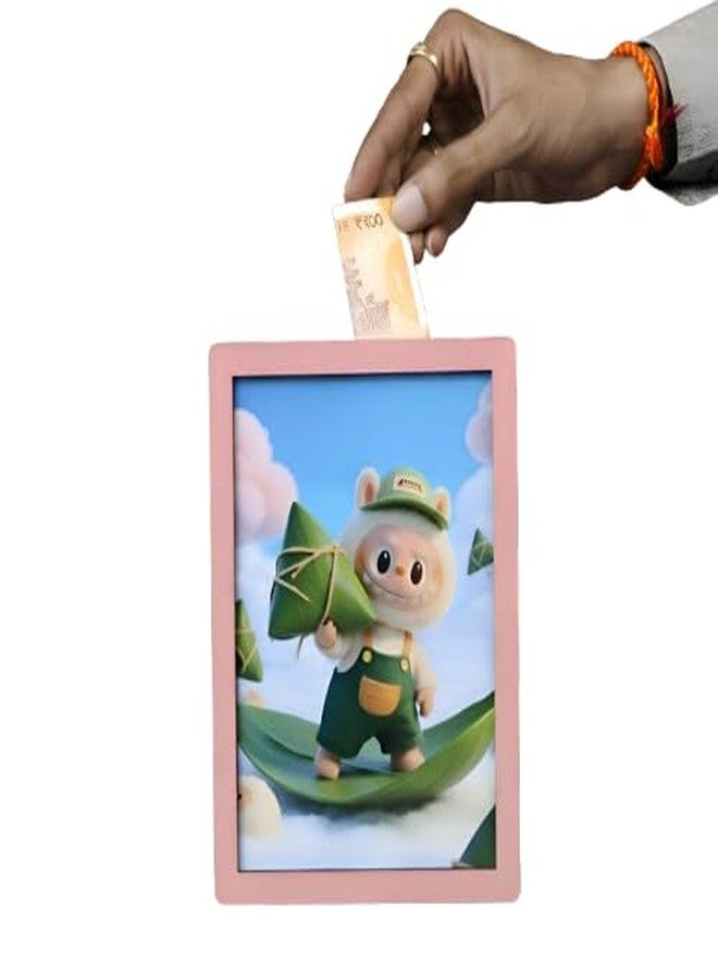 STUTI WORLD Money Saving Bank for Adult 100000, Wooden with Savings Tracker Bank Kids, Smart Piggy Coin Box,Gullak Saver (Pink) - Image 1
